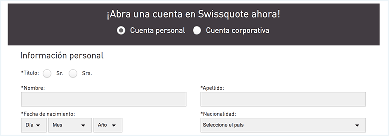 Abrir una cuenta en Swissquote